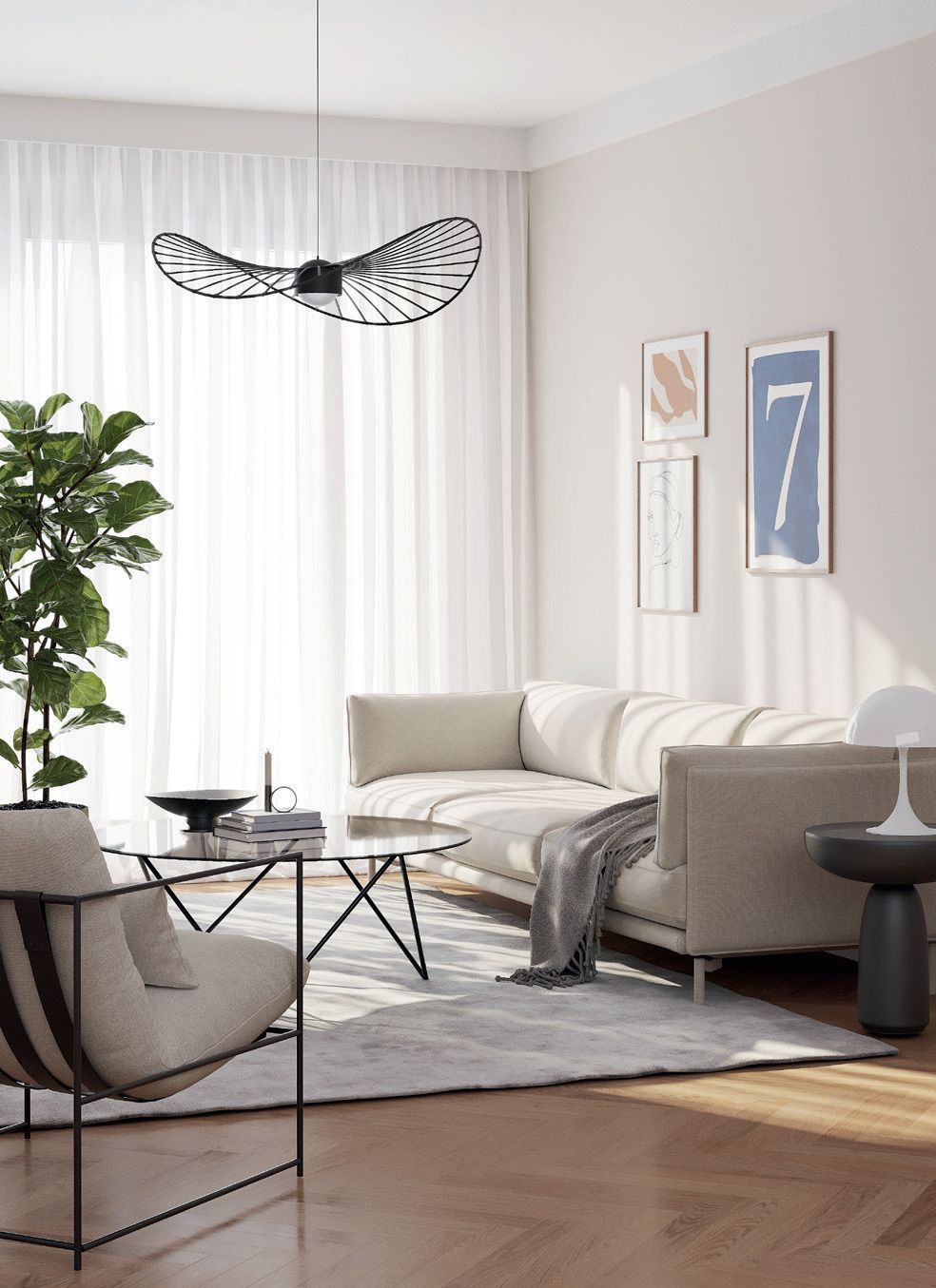 Séjour lumineux d'un appartement du Hameau du Golf